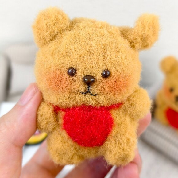 Handmade Amigurumi Crochet Brown Dog With a Heart Plushie - Picture 1 of 6